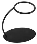 Heavy Duty Coffee Filter Holder Funnel Stand With Slick Black Iron Base For Hands Free Drip Pour Over Brewing showing a compact, curved design.