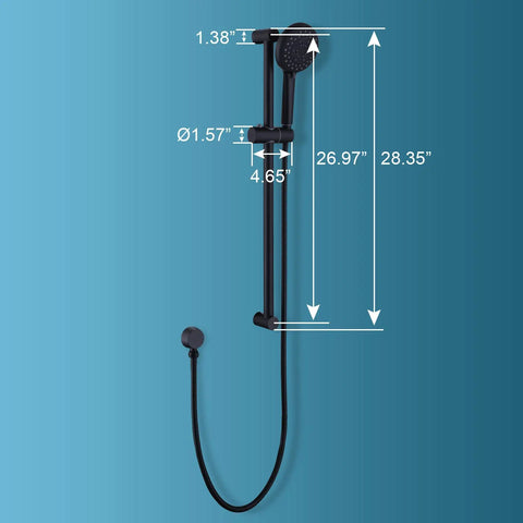Shower Slide Bar Kit For Easy No Fuss Install, 28-Inch 304 Stainless Steel Bar With Adjustable Handheld Shower Head And 59-Inch Hose
