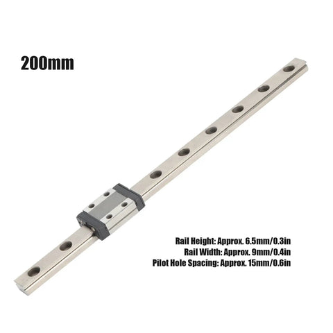 Mini Linear Rail Guide 200mm for CNC Machines and 3D Printers, ultra precise, smooth sliding guideway, bearing steel construction