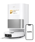 P10 Pro Ultra Robot Vacuum And Mop with 13,000 Pa Suction next to smartphone app and all-in-one dock