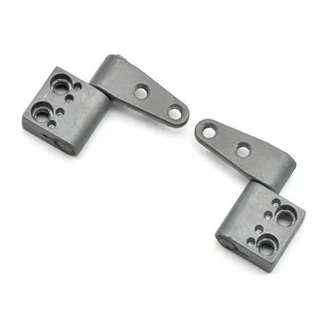 Stop-at-will constant torque hinge components in gray metal; two mounting blocks connected by a bent link bar