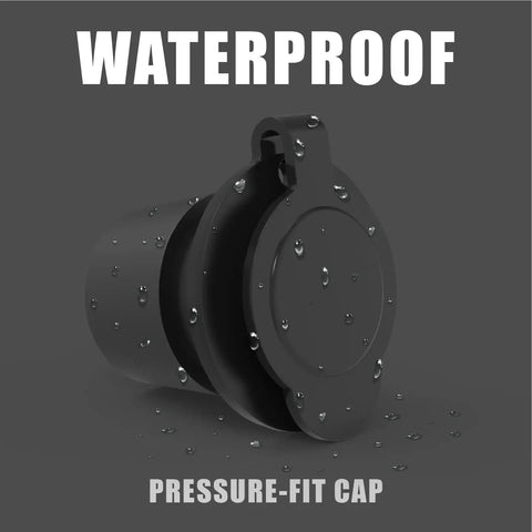 Tough As Nails Weatherproof Outdoor Power Outlet With NEMA 5-15 Flanged Receptacle pressure-fit cap, waterproof design, black nylon.
