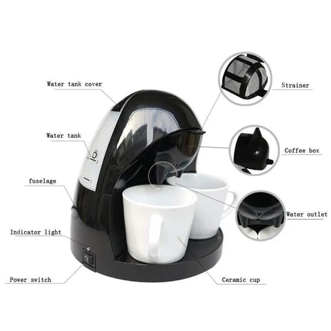 Bean To Cup Automatic Coffee Machine For Home Or Small Office, Drip Style With Ultra Fine Filtration with dual cup setup