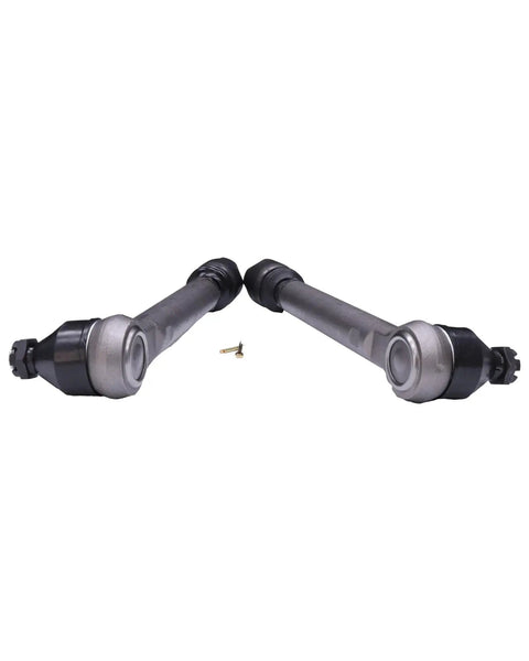 2 Pack Track Tie Rod Replacement For JCB Loader 3C 3CX 3CN 3DX 4C 4CN 4DX Fits 126-02253 126-01946 12602253 12601946 335Y6895 4993945 Heavy Duty Aftermarket Part For Construction Machinery. Two black metal tie rods with ends and pin