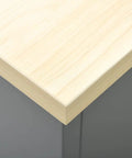 Close-up of engineered wood surface on Heavy Duty Workbench With 6 Drawers And Lockable Cabinet 63 Inch Steel Work Station.