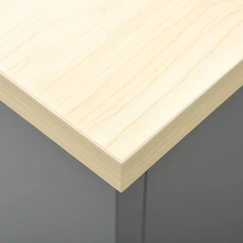 Close-up of engineered wood surface on Heavy Duty Workbench With 6 Drawers And Lockable Cabinet 63 Inch Steel Work Station.