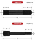 Diagram showing large and small rods for 10 Ton Hydraulic Knockout Punch Kit With 6 Dies Electrical Conduit Hole Cutter.