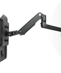 Heavy Duty Aluminum Wall Mount Monitor Arm With Full Motion Flex Grip Secure Heavy Duty Bracket For 17 To 32 Inch LCD LED Screens side view with adjustable arm.