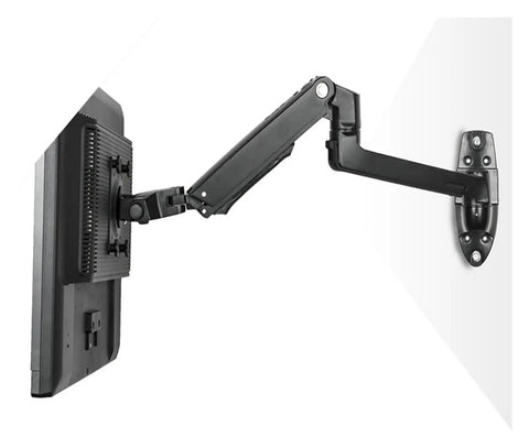 Heavy Duty Aluminum Wall Mount Monitor Arm With Full Motion Flex Grip Secure Heavy Duty Bracket For 17 To 32 Inch LCD LED Screens side view with adjustable arm.