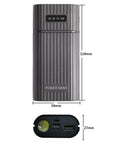 Dual 18650 And 21700 Battery Box Power Case, USB C Quick Charge Hub with digital display, 118x58x27mm, rugged design.