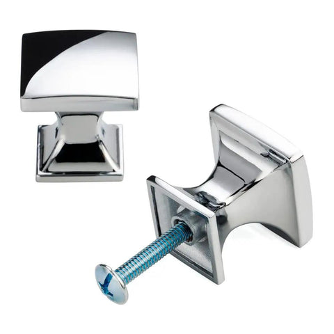 Polished Chrome Curved Square Top Cabinet Knobs 25mm 10 Pack Durable Metal Pull Handles for Kitchen Cabinets Bedroom Dressers Bathroom Wardrobe Hardware