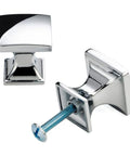 Curved Square Top Cabinet Knob Chrome Pull Handle 25mm Pack Of 25, side and top view, featuring durable metal construction.