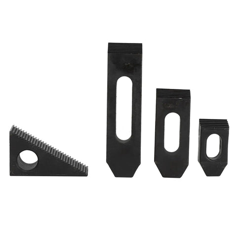 58 Piece T Slot Clamp Kit Hardened Press Plate Set components for lathe and milling machines, showcasing various sized clamps.