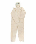 Canvas Sandblasting Suit With Hood Full Body Dustproof Workwear For Grinding And Sanding In Factory Workshops Hardcore Protection And Comfortable Fit Durable Grit Proof Coverall For Maintenance Jobs beige hooded coverall front view