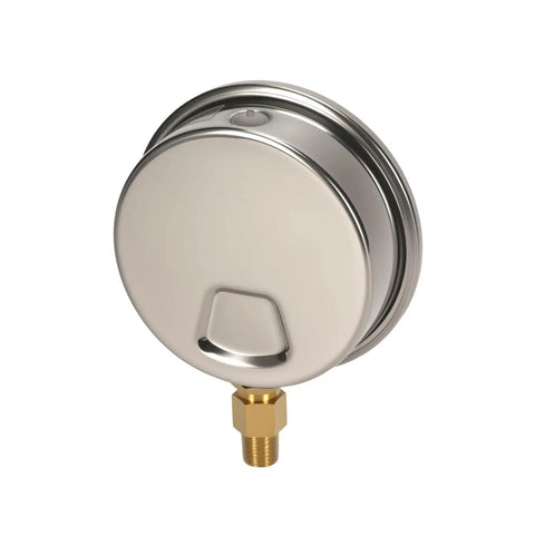 Glycerin Filled Plumbing Pressure Gauge 0 To 200 Psi With Four Inch Dial Stainless Steel Case One Quarter Inch NPT Brass Lower Mount Heavy Duty For Pneumatic Tools Water Filtration And Industrial Hydraulics