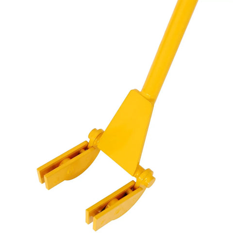 Beefy Pallet Buster With 43 Inch Handle For Heavy Duty Deck Wrecker Pry Bar Puller On Wood Pallets With Articulating Pivoting Head And Standard Pallet Breaker Tool For Quick Easy Removals, yellow steel head
