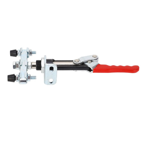 Heavy Duty Push Pull Toggle Clamp With 450kg Clamping Force And 38mm Stroke In High Carbon Steel Built To Last Quick Install Elbow Joint Design Perfect For Welding Fabrication Jigs And Workbench Fixtures, red handle view