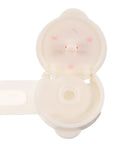Close-up of button mechanism on 8 Pack Child Proof Cabinet Locks With Adhesive No Drill Installation For Cabinets Drawers Doors