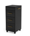 Pro Grade Salon Rolling Cart With Wheels Three Drawer Styling Station Mobile Beauty Cart With Hot Tools Holder Ample Storage Black