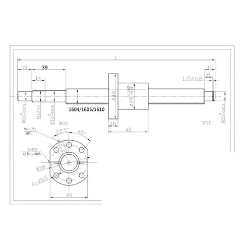 Heavy Duty CNC Upgrade Kit Features HGR20 Linear Rail And SFU1605 Ballscrew Available In 400 700 Or 1000mm Plus BKBF12 Supports For Smooth Precision Motion, technical drawing