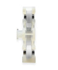 Heavy Duty Adjustable Window Roller Replacement With Slick Nylon Wheels For Vinyl Windows Lowkey Smooth Operation Easy Install Fixes Sticky Sash Top Shelf, side view of nylon wheels.