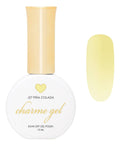 J27 Piña Colada Jelly Gel Nail Polish Sheer Pastel Yellow HEMA Free Soak Off UV LED Gel Polish bottle with color swatch