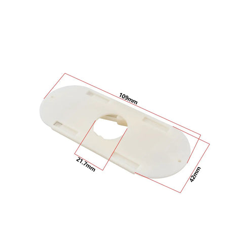 Six Pack Bee Escape Equipment Set 109 By 42 Mm Plastic Hive Doors With 21.7mm Hole showing dimensions and detail.