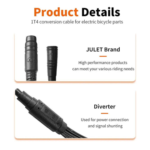 Waterproof Eight Pin 1T4 Electric Bike Cable Controller Kit with close-up of connectors and brand details.