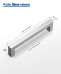 Dimensions of Five Inch Stainless Steel Cabinet Handles 10 Pack Brushed Nickel Modern Kitchen Cupboard Pulls with 5-inch center to center.
