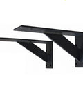 Rock Solid Floating Shelf Brackets Heavy Duty Tripod Wall Supports That Hold Up Like Champs Slick Black Iron Rack Mounts in two sizes.