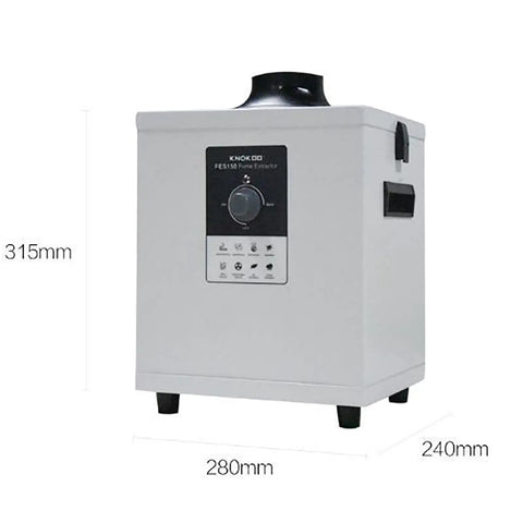 Pro Grade Soldering Fume Extractor With 150W Strong Suction And 3 Stage Filter Desktop Smoke Absorber dimensions visible