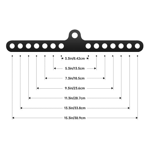 Heavy Duty Steel Cable Machine Attachment Kit With Multi Grip Pull Down Bar For Home Gym Functional Trainer, measurement graphic.