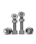 10 Piece Ta2 Titanium Knurled Socket Head Cap Screw Nut And Flat Washer Combination Kit M4x8mm showing screws and nuts.