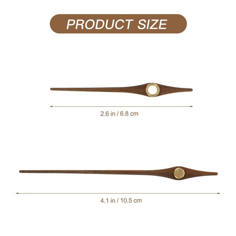 Wooden Clock Hands Replacement Kit 5.11 Inch Clock Pointer Plates, bronze tone, showing size dimensions.