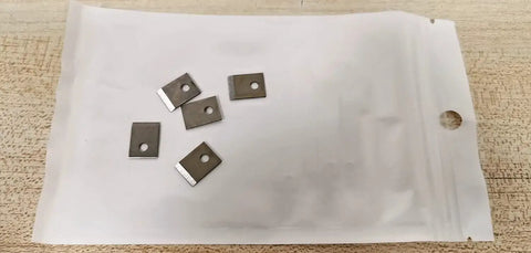RJ45 Pass Through Crimp Tool Replacement Blades 5 Pack 8 Pin Cavity Heavy Duty Steel Blades on packaging, top view