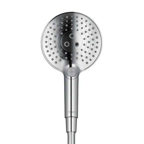 5-Inch Low Flow Handheld Shower Head With Three Spray Modes PowderRain Rain Whirl EcoRight Water-Saving Tech Front View