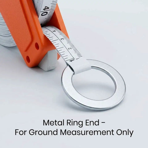 Pro Grade Fiberglass Tape Measure Half Inch By One Hundred Foot Open Reel Dual Sided For Inches And Feet With Ergonomic Grip