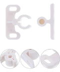 Close-up view of 12 Pack Ball Roller Catch Latches for Cabinets and Drawers, plastic with tension mechanism, shown in white.