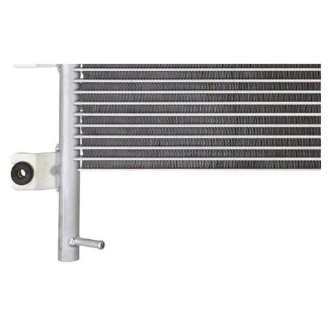 Top Tier Transmission Oil Cooler Built For Nissan NV1500 NV2500 NV3500 Models Years 2012 To 2018 With 4.0L And 5.6L Engines Ensures Smooth Operation And Keeps Engine Cool Under Heavy Loads. Silver aluminum transmission oil cooler with mounting tab and hose fitting