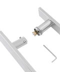 12 Inch Push Pull Door Handle Set For Glass And Wood Doors Double Sided H Shape Stainless Steel Bar With Sleek Chrome Mirror Finish Back To Back Pair For Double Doors Flat Rectangle Style Fit 0.47 Inch Door Thickness, with Allen key