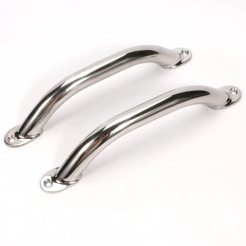 Two Pack 9 Inch Long Polished Stainless Steel Boat Grab Handles Handrails For Marine Use Round Tube Durable Non Slip Grip