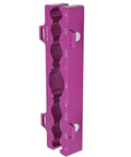Side view of Pro Grade Bike Repair Vise With Soft Jaw Clamp Aluminum Alloy Front Fork And Rear Shock Bracket Tool in purple.