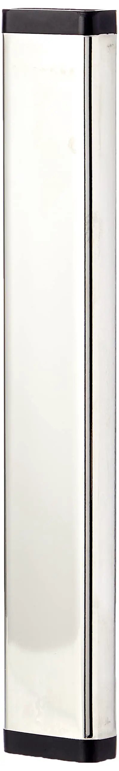 Stainless Steel 9 Hole Coffee Outlet Arm Replacement For Most Pro Grade Home Brewers, side view of silver arm with black ends.