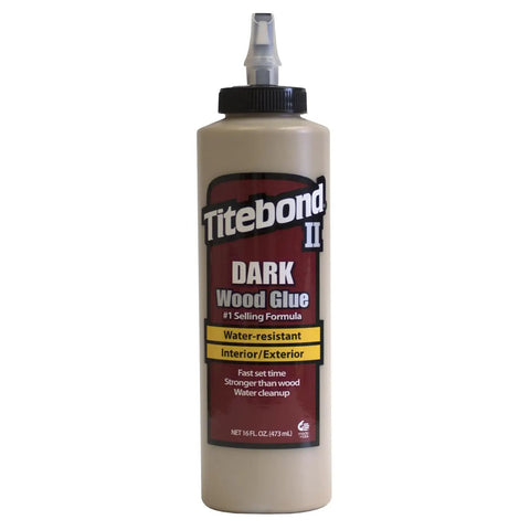 Dark Wood Glue Pint By Titebond For A Solid Bond On Dark Wood With Cross Linking PVA Formula bottle with label.