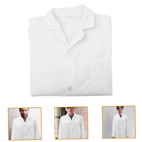 Men's White Lab Coat With Long Sleeves Doctor Uniform For Medical Students And Professionals Breathable Comfortable Clinical Coat