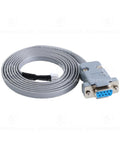 Gray long stepper driver cable with blue DB-9 connector and screws
