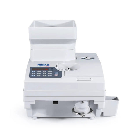 Heavy Duty Coin Counter And Auto Sorter With Killer Capacity Plug And Play Simple Setup Bank Grade Cash Management For US Canadian Mexican Foreign Coins No Sweat Operation With Full Two Year Warranty, detailed front view.