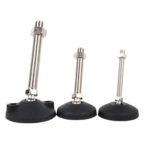 Adjustable Articulating Furniture Leveling Feet Glides to Crush Wobbly Tables and Shaky Floors, M8 thread, carbon steel, various heights.