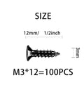 Pro Level Heavy Duty Size 4 X Half Inch Flat Head Self Tapping Wood Screws M3 X 12mm Carbon Steel Black Oxide Rust Proof Fasteners size image.