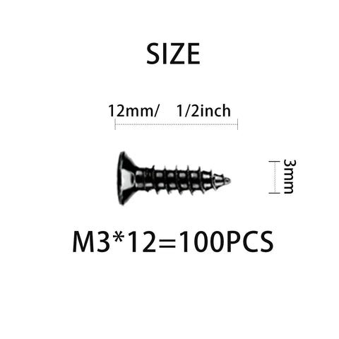 Pro Level Heavy Duty Size 4 X Half Inch Flat Head Self Tapping Wood Screws M3 X 12mm Carbon Steel Black Oxide Rust Proof Fasteners size image.